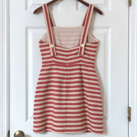Design Lab Lord & Taylor Striped Woven Sleeveless Mini Sheath Dress Red Cream XS - Picture 10 of 13